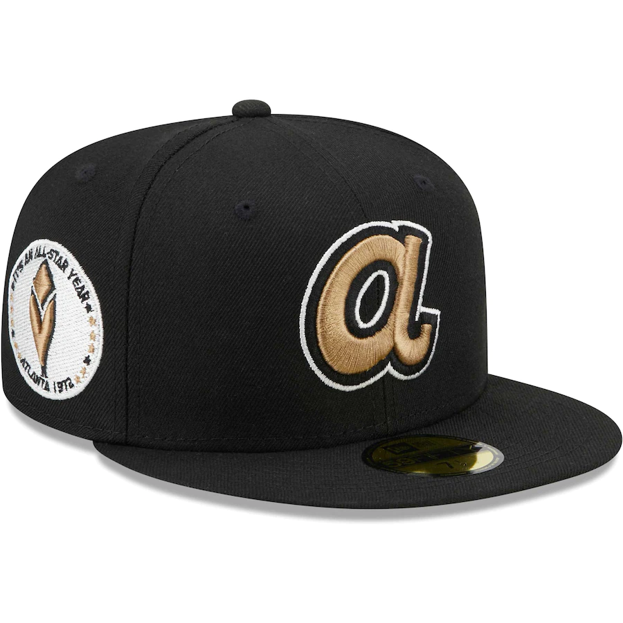 New Era Atlanta Braves Black Wheat Undervisor 59FIFTY Fitted Hat