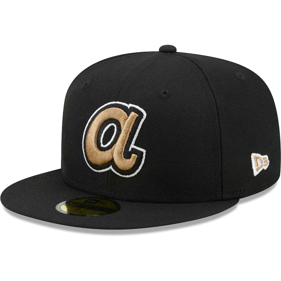 New Era Atlanta Braves Black Wheat Undervisor 59FIFTY Fitted Hat