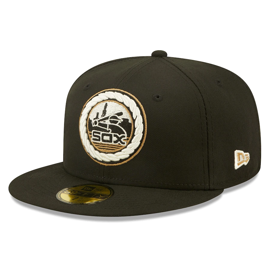 New Era Chicago White Sox Black Alternate Logo Wheat Undervisor 59FIFTY Fitted Hat