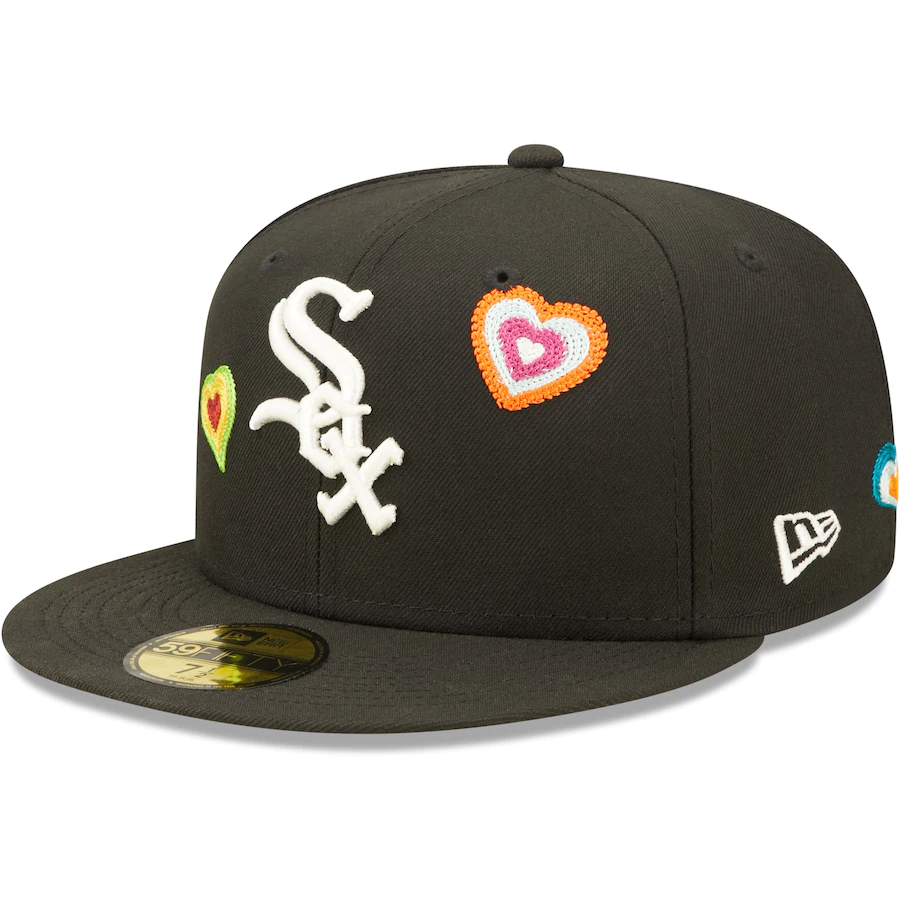 New Era Chicago White Sox Black Chain Stitch Heart 59FIFTY Fitted Hat