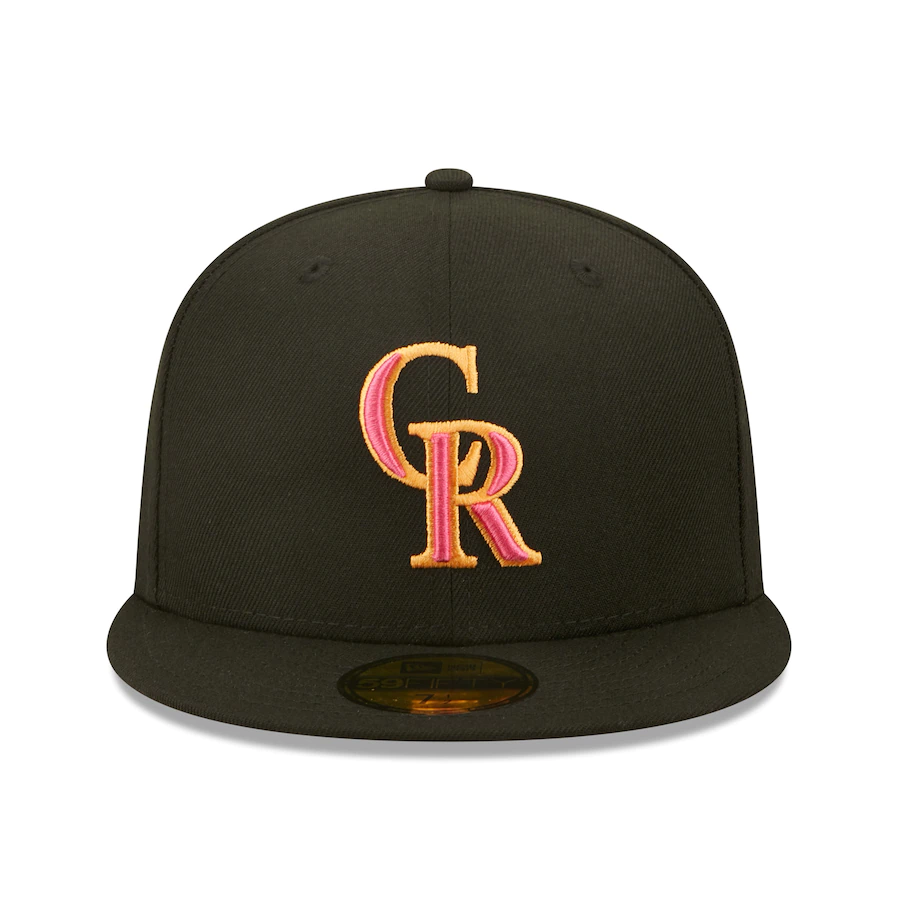 New Era Colorado Rockies Black Summer Sherbet 59FIFTY Fitted Hat
