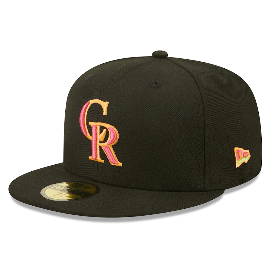 New Era Colorado Rockies Black Summer Sherbet 59FIFTY Fitted Hat