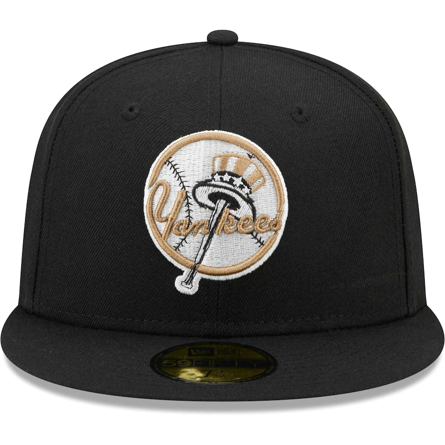 New Era New York Yankees Black Primary Logo Wheat Undervisor 59FIFTY Fitted Hat