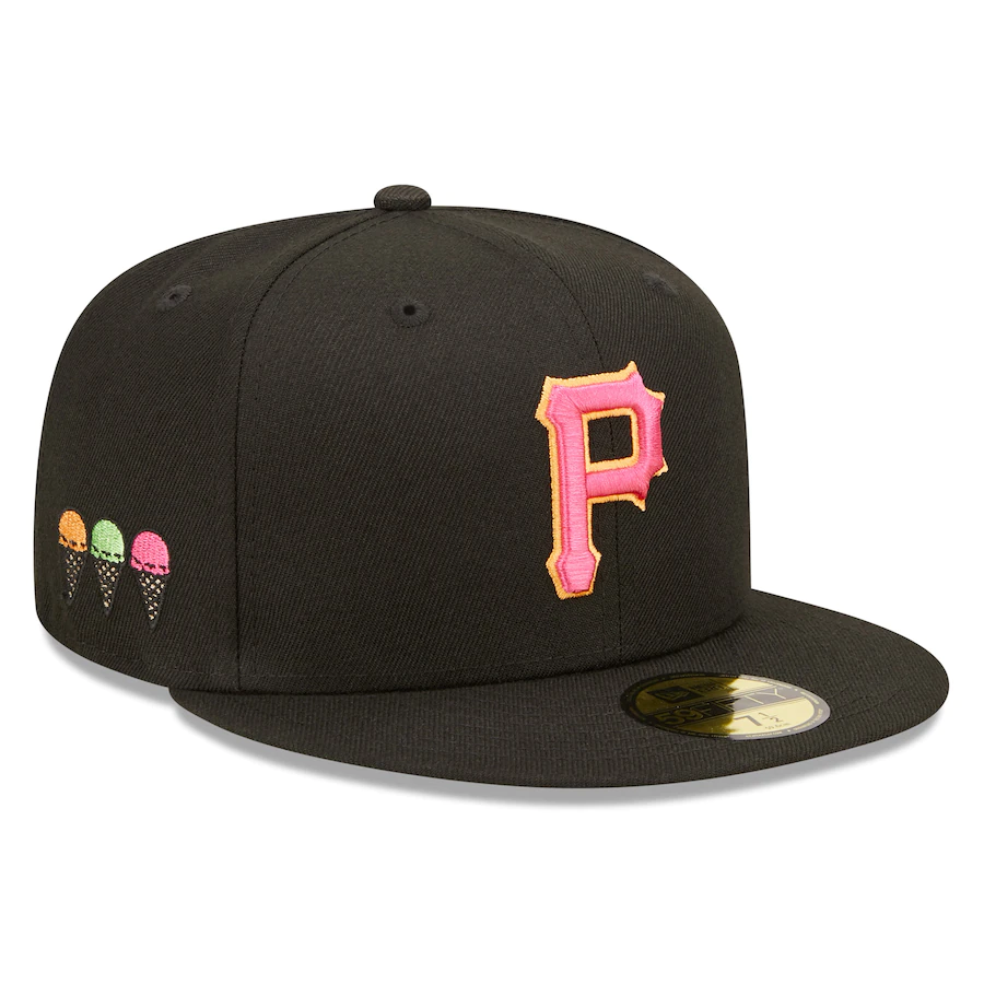 Casquette ajustée 59FIFTY en velours côtelé noir Throwback New Era des Pirates de Pittsburgh pour hommes