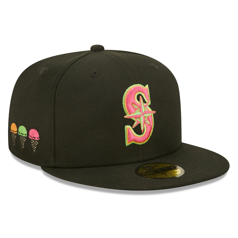New Era Seattle Mariners Black Summer Sherbet 59FIFTY Fitted Hat