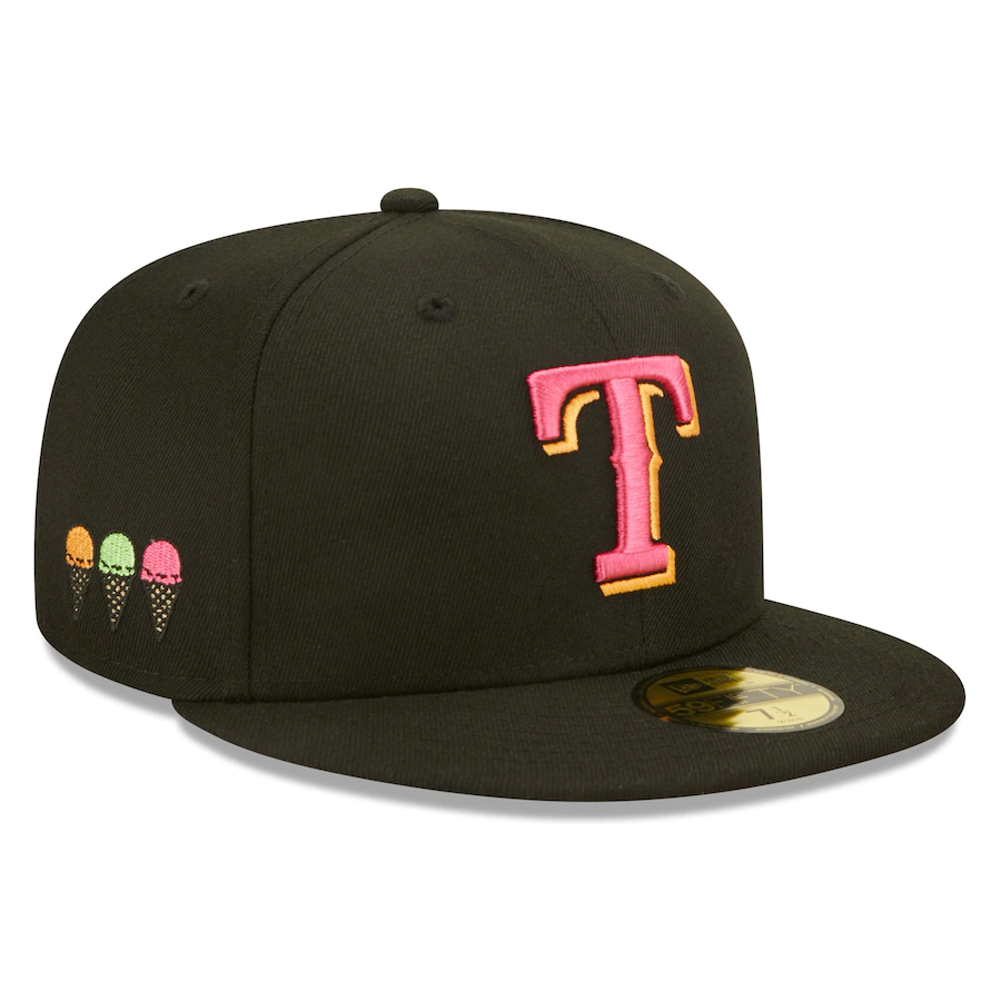 New Era Texas Rangers Black Summer Sherbet 59FIFTY Fitted Hat