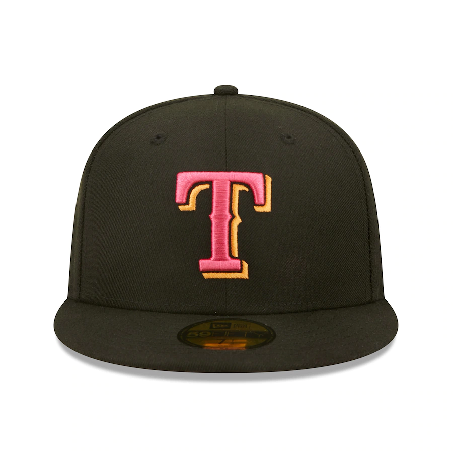 New Era Texas Rangers Black Summer Sherbet 59FIFTY Fitted Hat