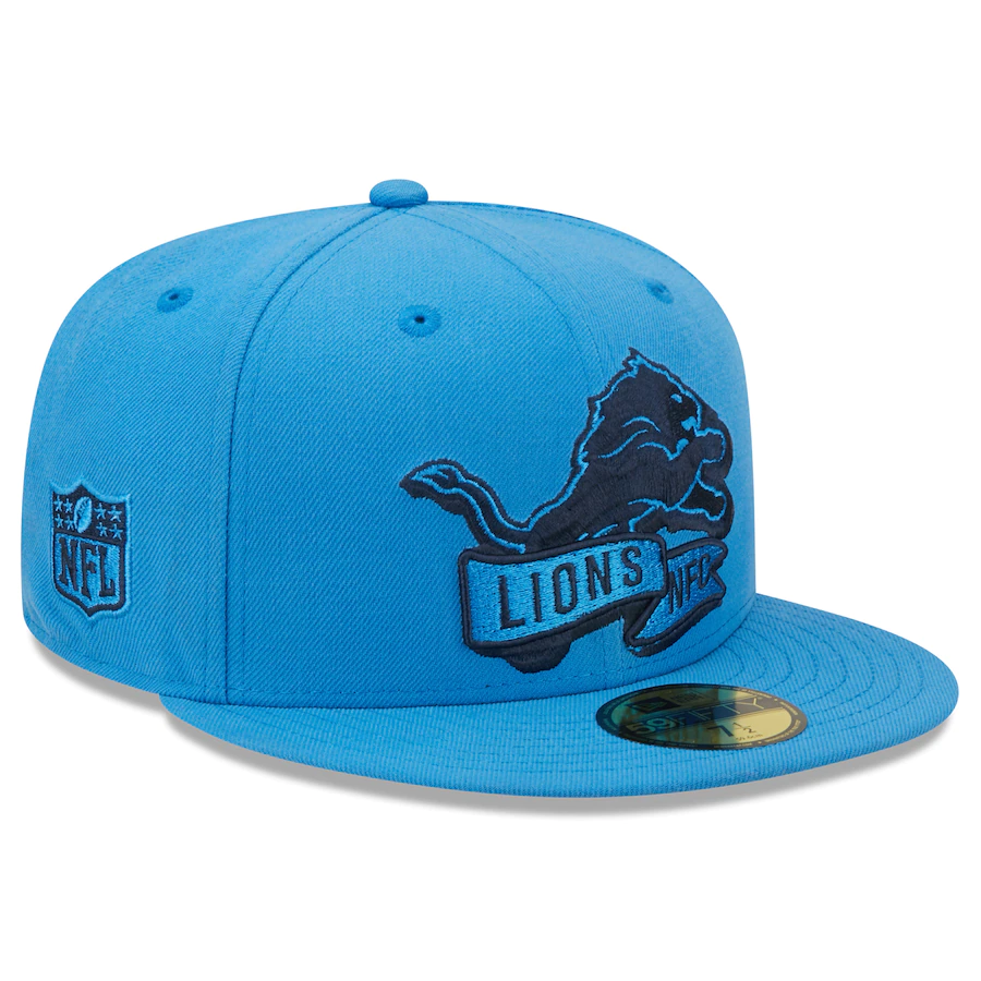 New Era Detroit Lions Baby Blue Tonal 2022 Sideline 59FIFTY Fitted Hat