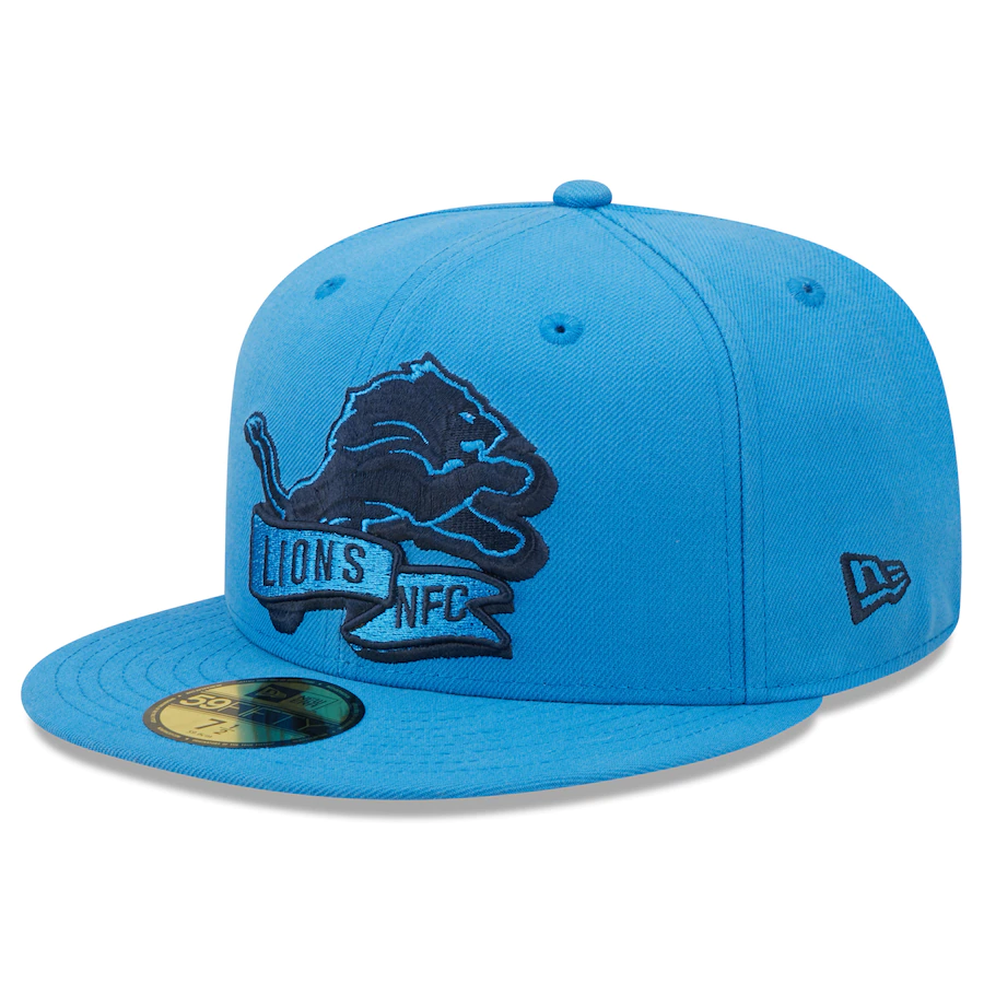 New Era Detroit Lions Baby Blue Tonal 2022 Sideline 59FIFTY Fitted Hat