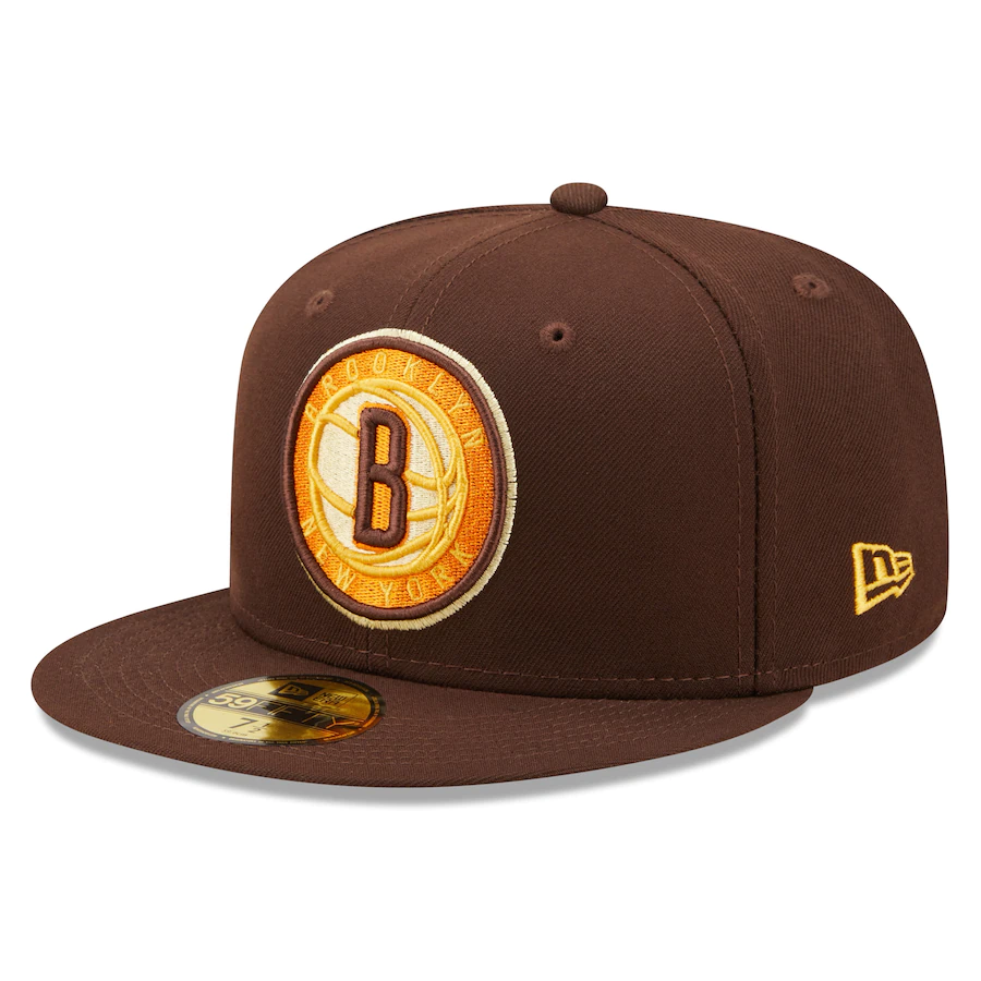 New Era Brooklyn Nets Brown Burnt Wood Orange Popsicle 59FIFTY Fitted Hat