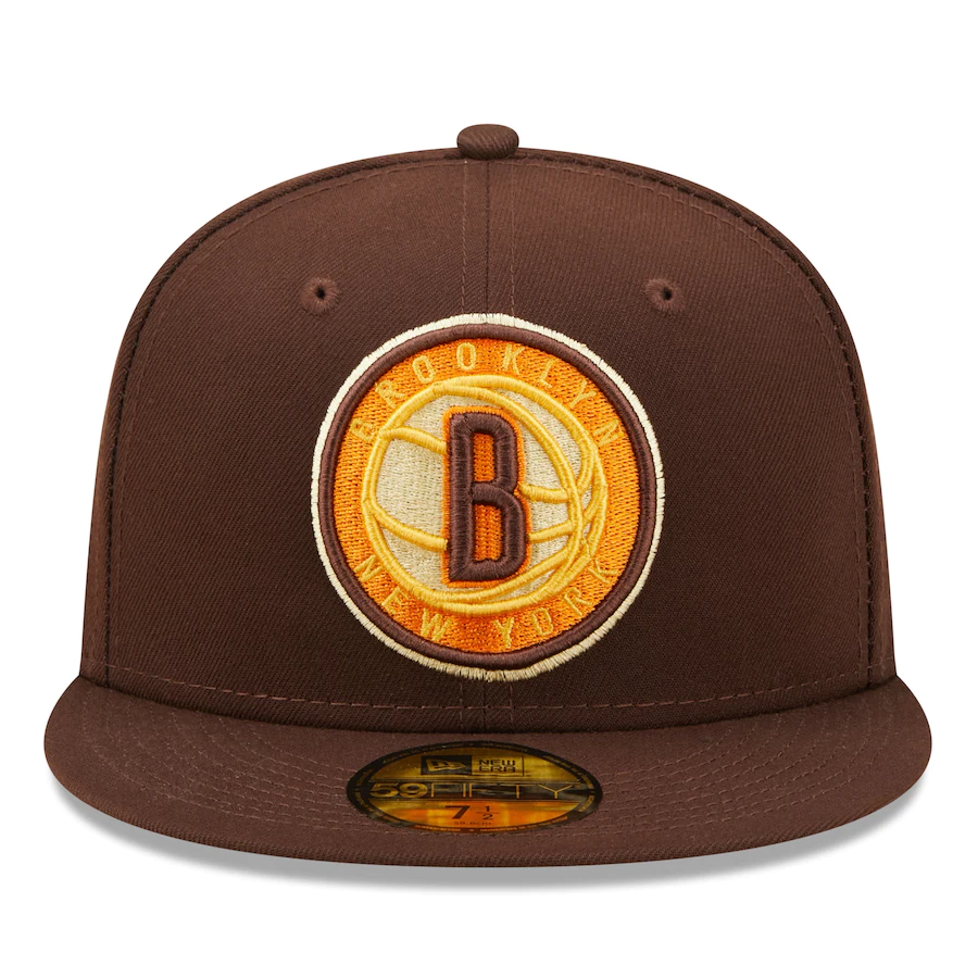 New Era Brooklyn Nets Brown Burnt Wood Orange Popsicle 59FIFTY Fitted Hat