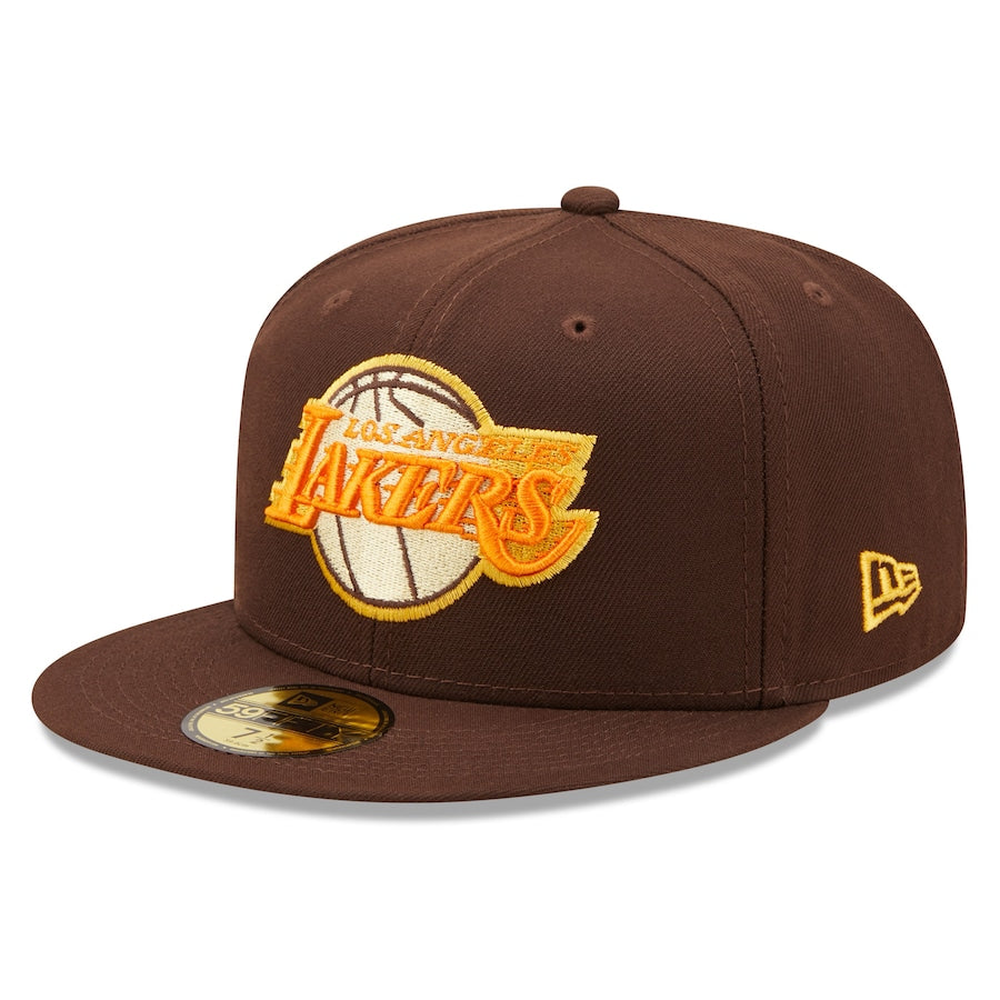 New Era Los Angeles Lakers Brown Burnt Wood Orange Popsicle 59FIFTY Fitted Hat