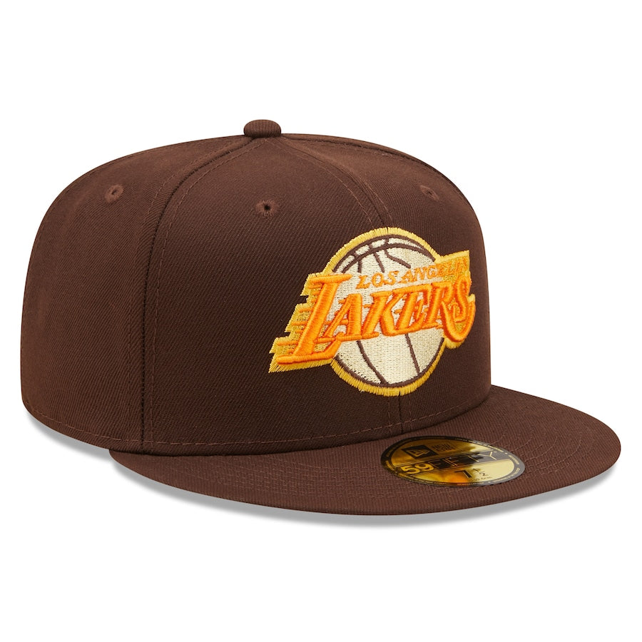New Era Los Angeles Lakers Brown Burnt Wood Orange Popsicle 59FIFTY Fitted Hat
