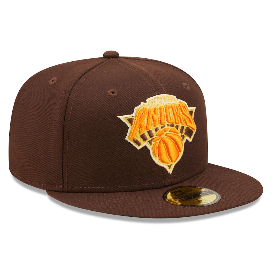 New Era New York Knicks Brown Burnt Wood Orange Popsicle 59FIFTY Fitted Hat
