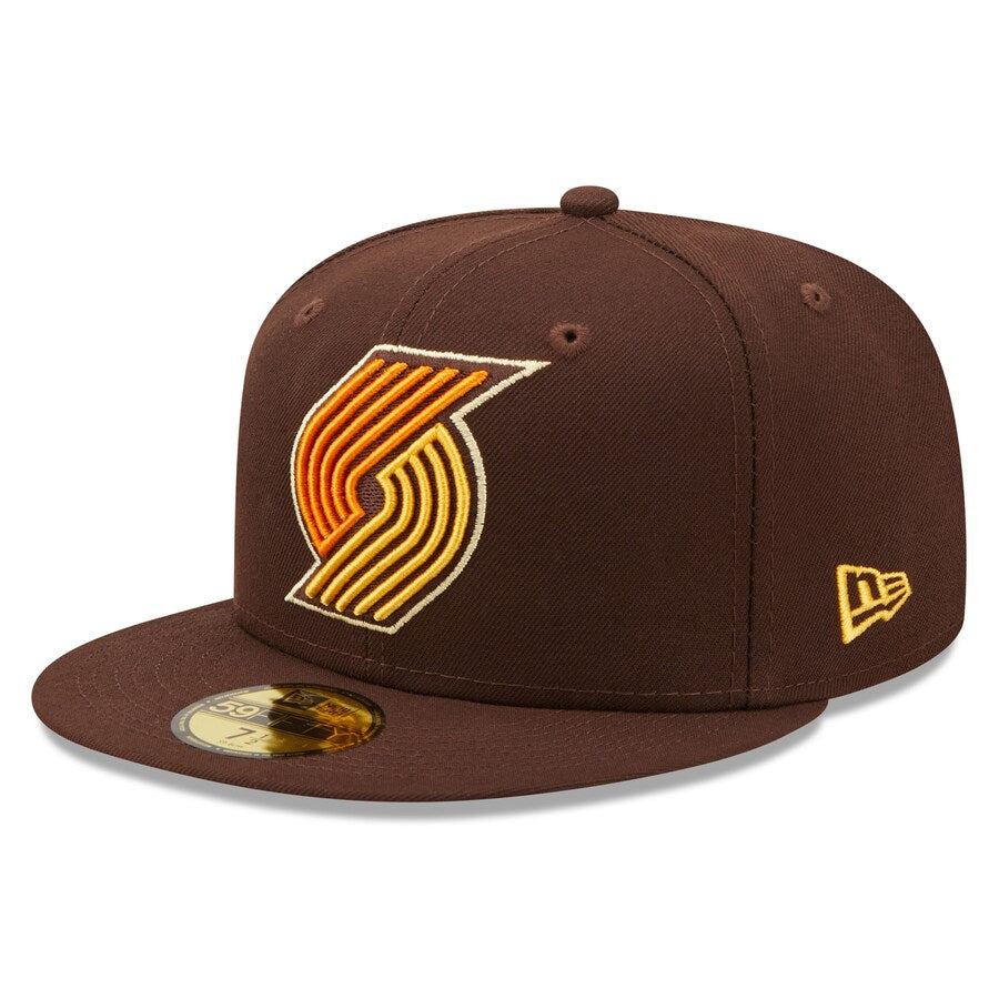 New Era Portland Trail Blazers Brown Burnt Wood Orange Popsicle 59FIFTY Fitted Hat