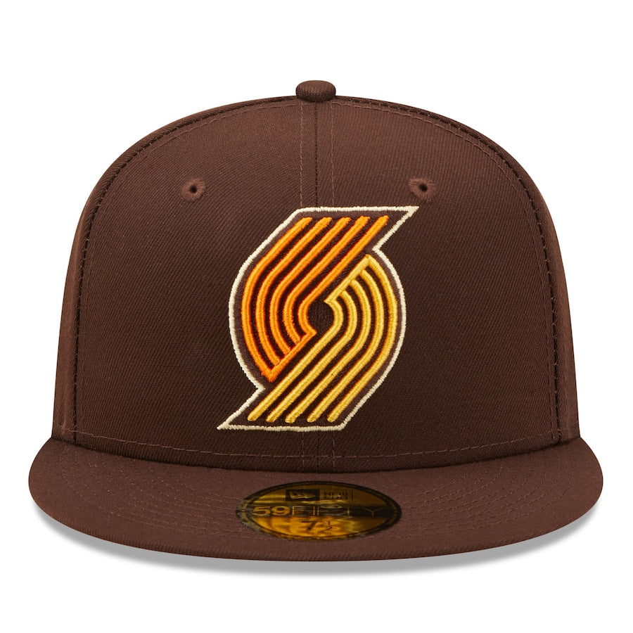 New Era Portland Trail Blazers Brown Burnt Wood Orange Popsicle 59FIFTY Fitted Hat