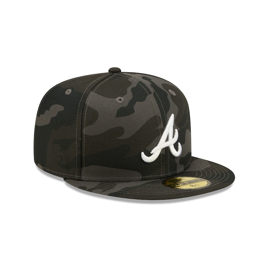 Casquette Atlanta Braves New Era 59FIFTY - Taille 7 - Noir Sur Noir - Neuve Avec étiquettes