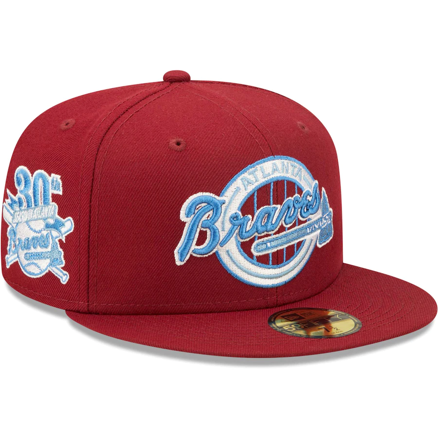 New Era Atlanta Braves Cardinal 30th Season in Atlanta Air Force Blue Undervisor 59FIFTY Fitted Hat