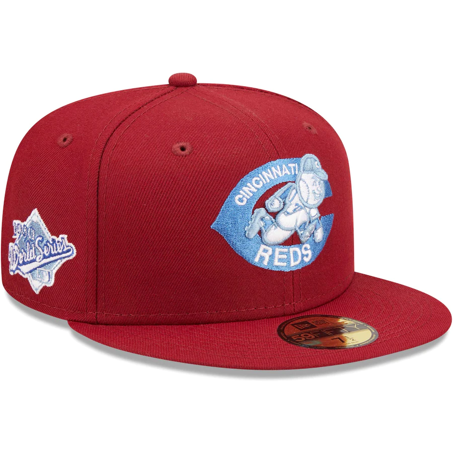 New Era Cincinnati Reds Cardinal 1990 World Series Air Force Blue Undervisor 59FIFTY Fitted Hat