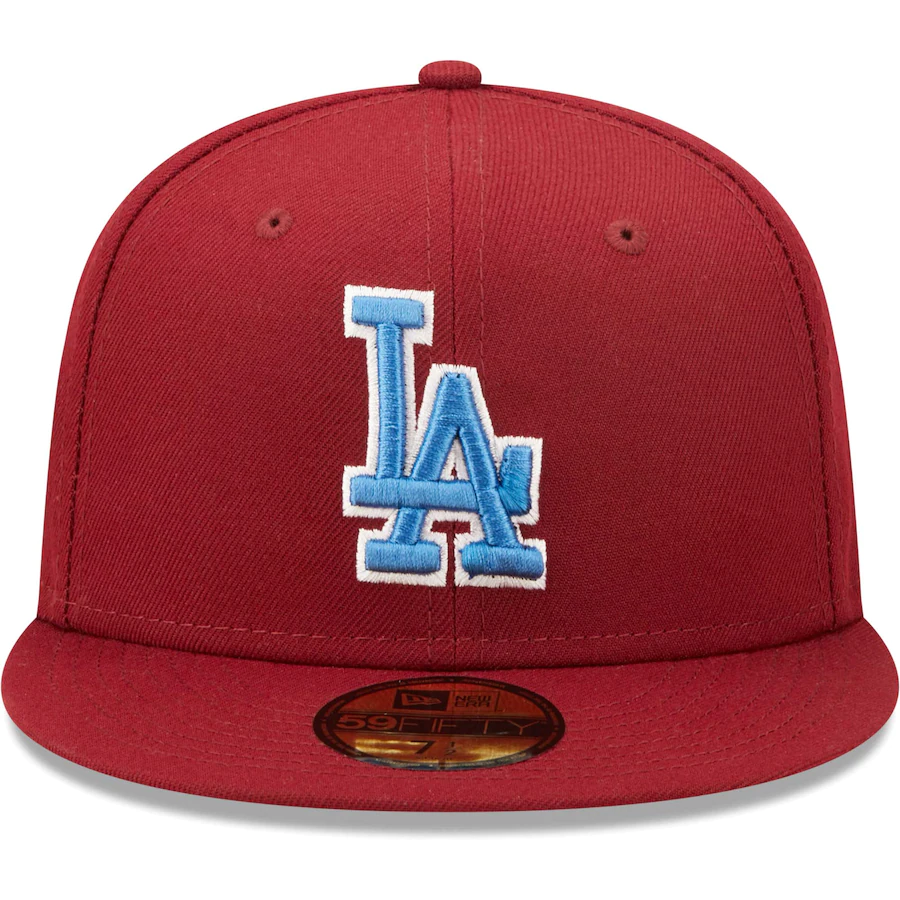 New Era Los Angeles Dodgers Cardinal 100th Anniversary Air Force Blue Undervisor 59FIFTY Fitted Hat
