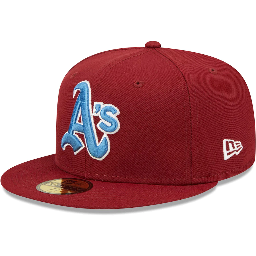New Era Oakland Athletics Cardinal 40th Anniversary Air Force Blue Undervisor 59FIFTY Fitted Hat