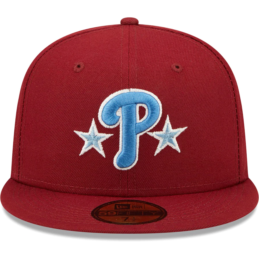 New Era Philadelphia Phillies Cardinal 2008 World Series Champions Air Force Blue Undervisor 59FIFTY Fitted Hat