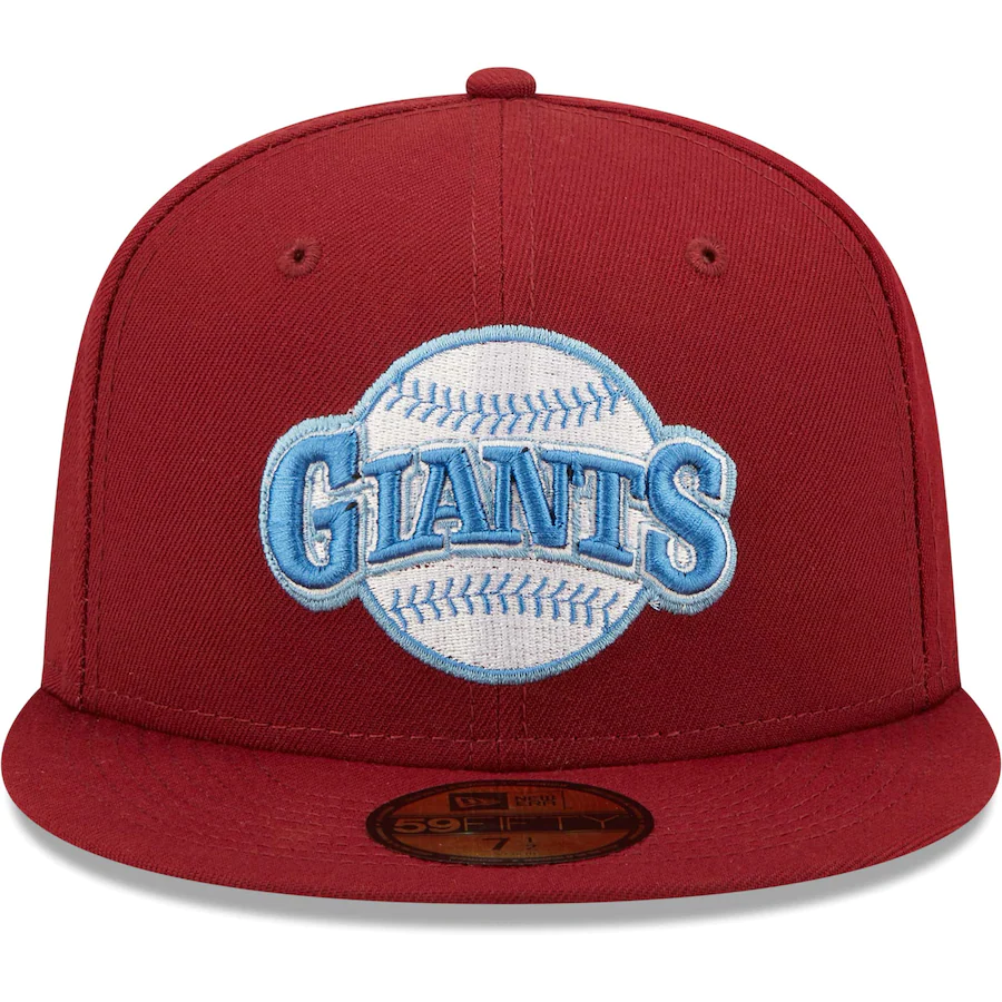 New Era San Francisco Giants Cardinal 50th Anniversary Air Force Blue Undervisor 59FIFTY Fitted Hat