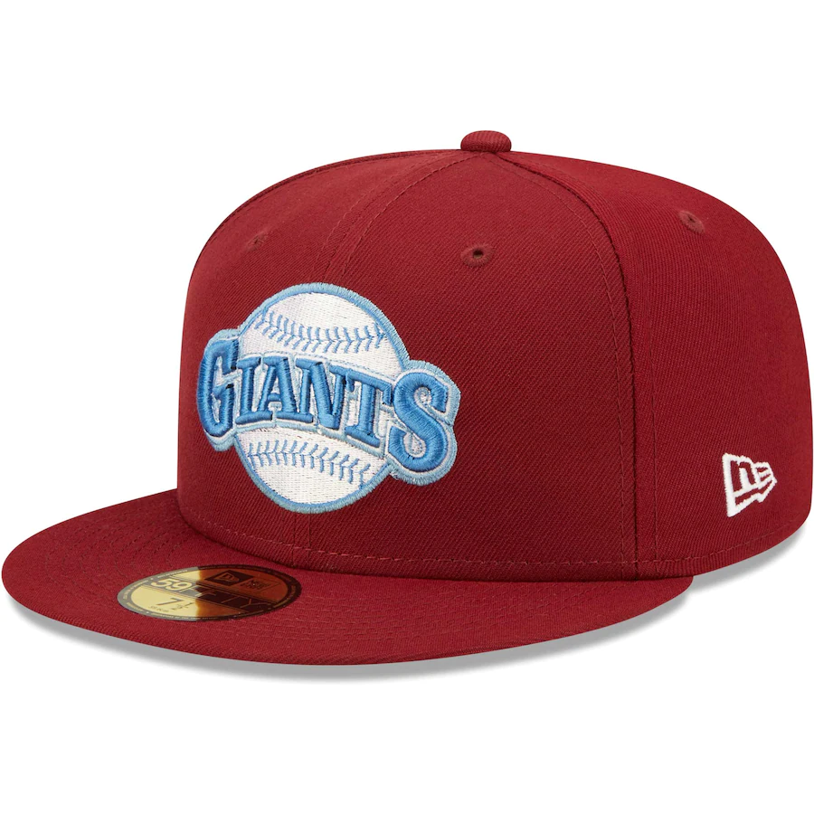 New Era San Francisco Giants Cardinal 50th Anniversary Air Force Blue Undervisor 59FIFTY Fitted Hat