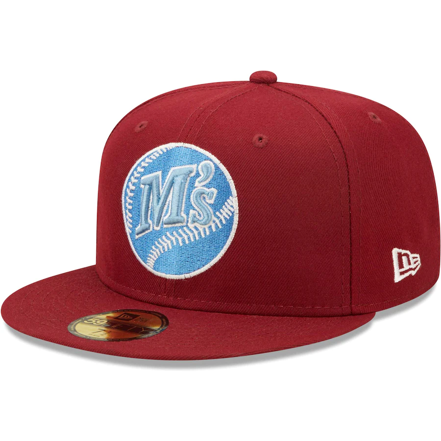 New Era Seattle Mariners Cardinal 30th Anniversary Air Force Blue Undervisor 59FIFTY Fitted Hat