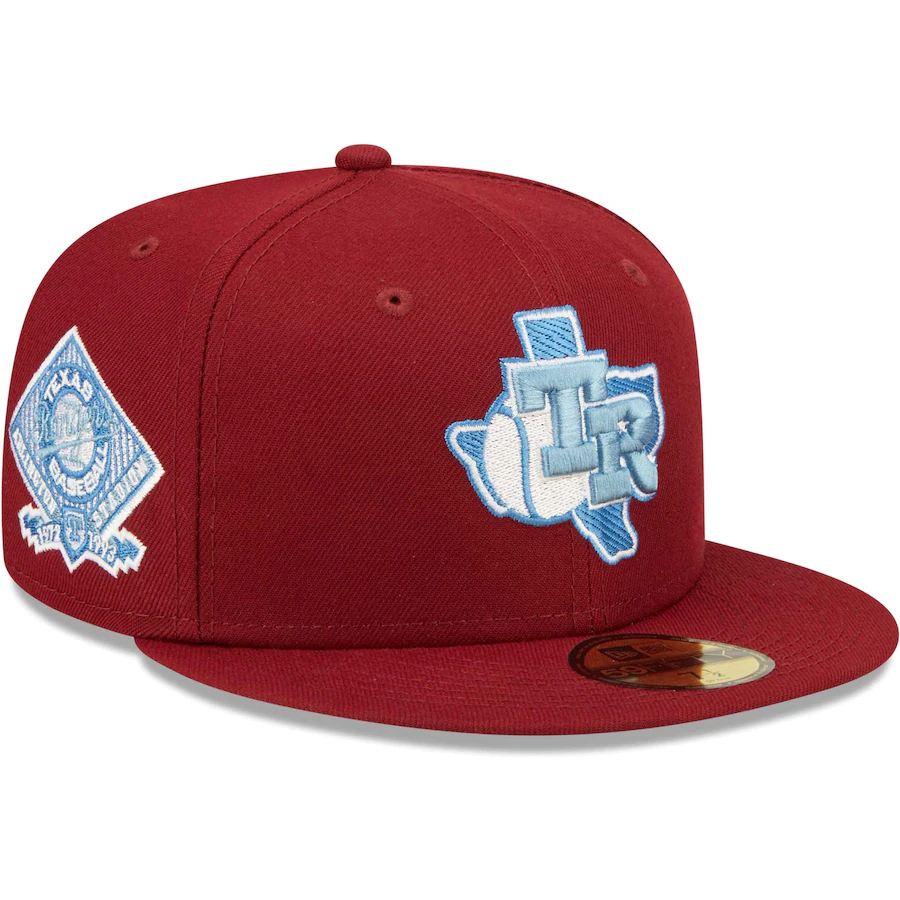 New Era Texas Rangers Cardinal Arlington Stadium Final Season Air Force Blue Undervisor 59FIFTY Fitted Hat