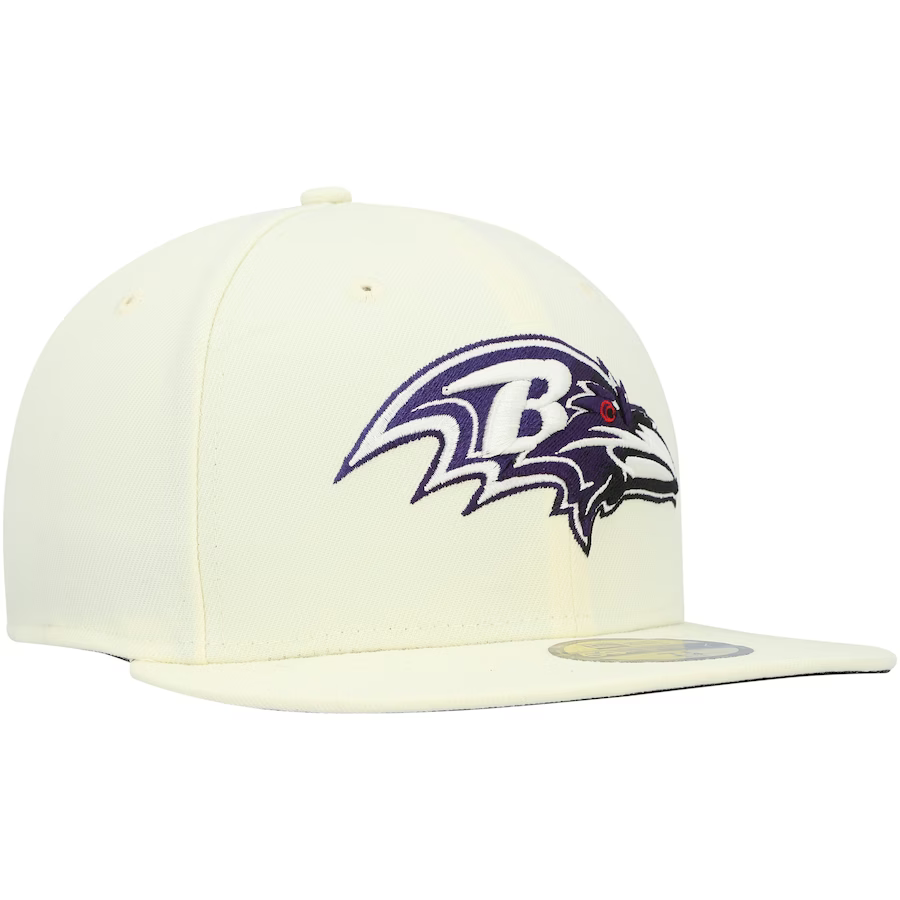 New Era Baltimore Ravens Cream Chrome Color Dim 59FIFTY Fitted Hat