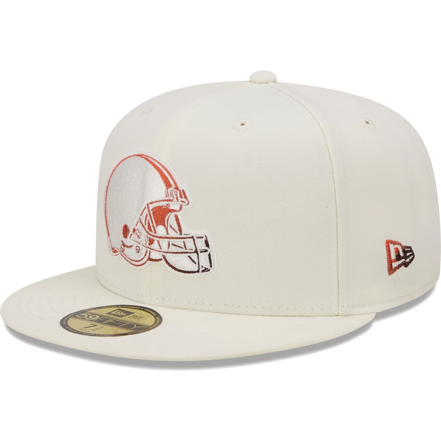 New Era Cleveland Browns Cream Chrome Color Dim 59FIFTY Fitted Hat