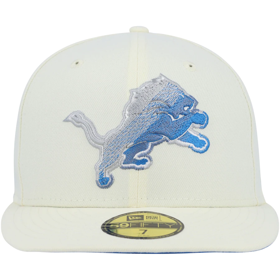 New Era Detroit Lions Cream Chrome Color Dim 59FIFTY Fitted Hat