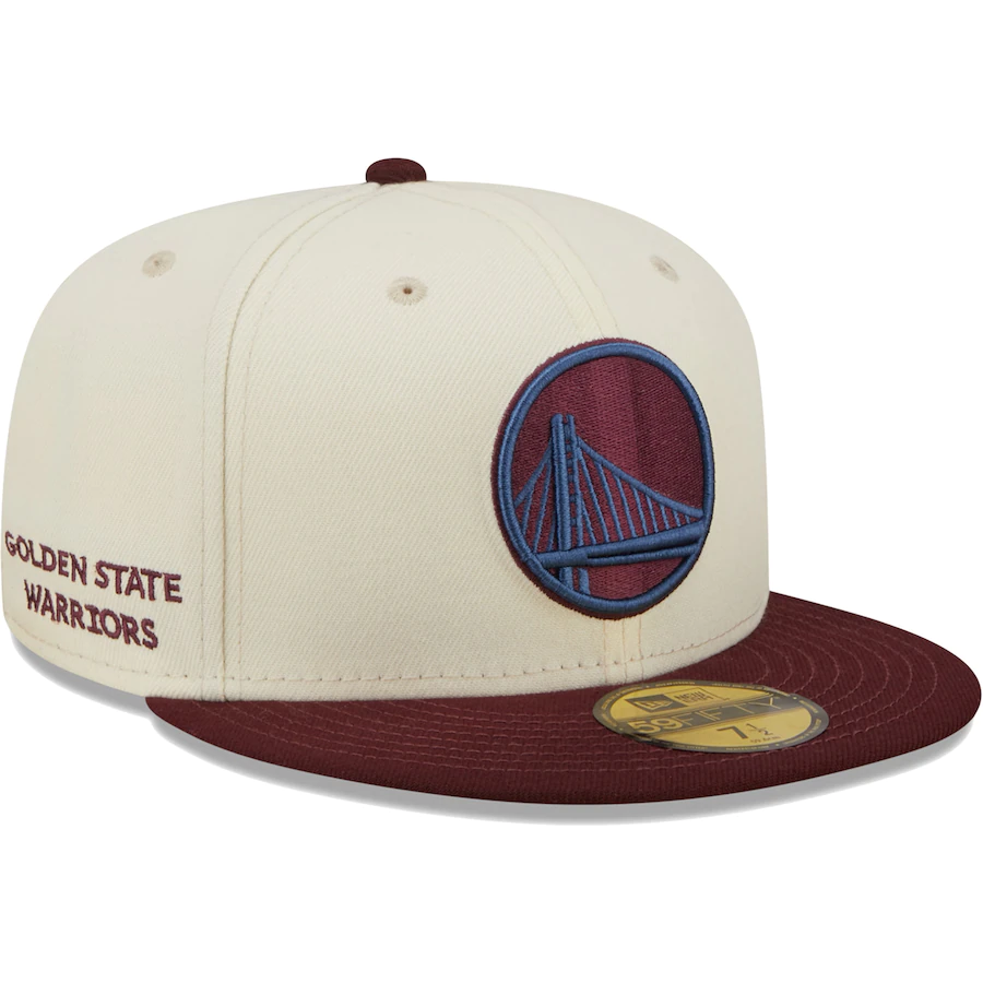 New Era Golden State Warriors Cream/Maroon Color Pop 59FIFTY Fitted Hat