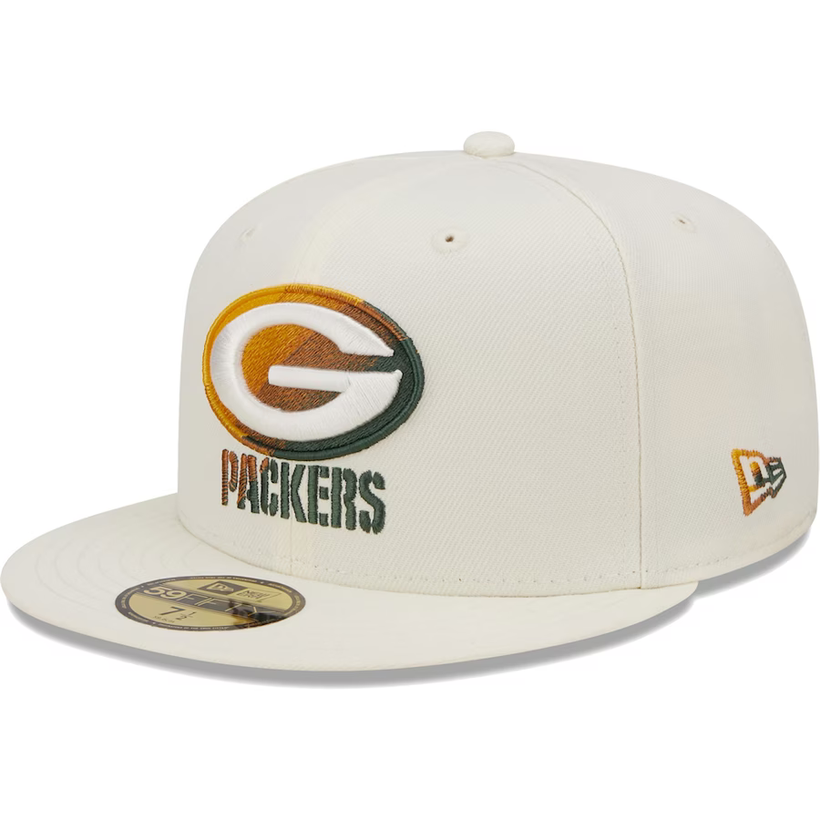New Era Green Bay Packers Cream Chrome Color Dim 59FIFTY Fitted Hat