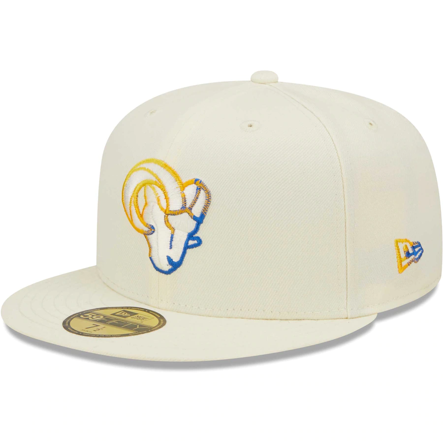 New Era Los Angeles Rams Cream Chrome Color Dim 59FIFTY Fitted Hat