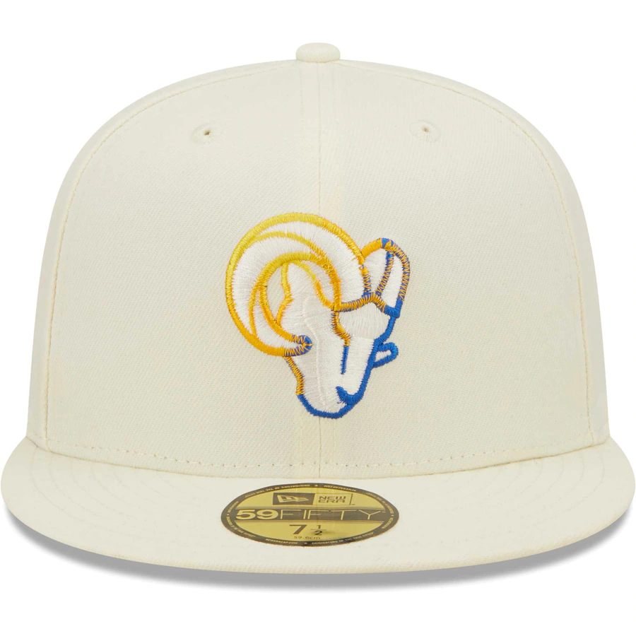 New Era Los Angeles Rams Cream Chrome Color Dim 59FIFTY Fitted Hat