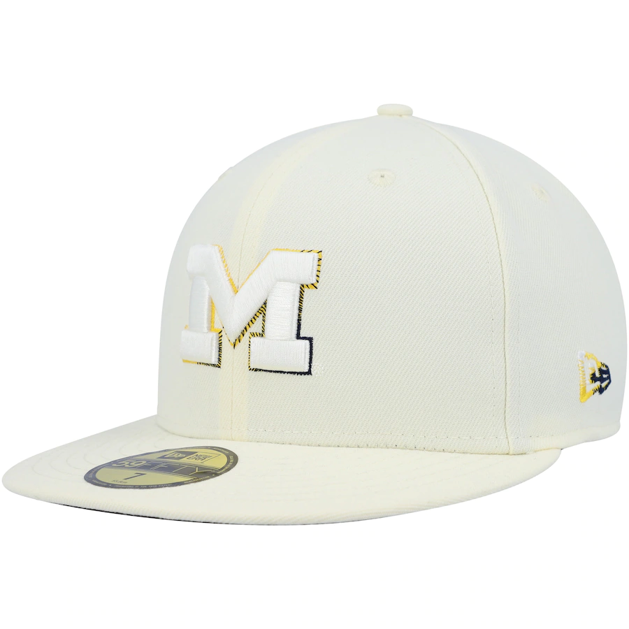 New Era Michigan Wolverines Cream Chrome Color Dim 2022 59FIFTY Fitted Hat