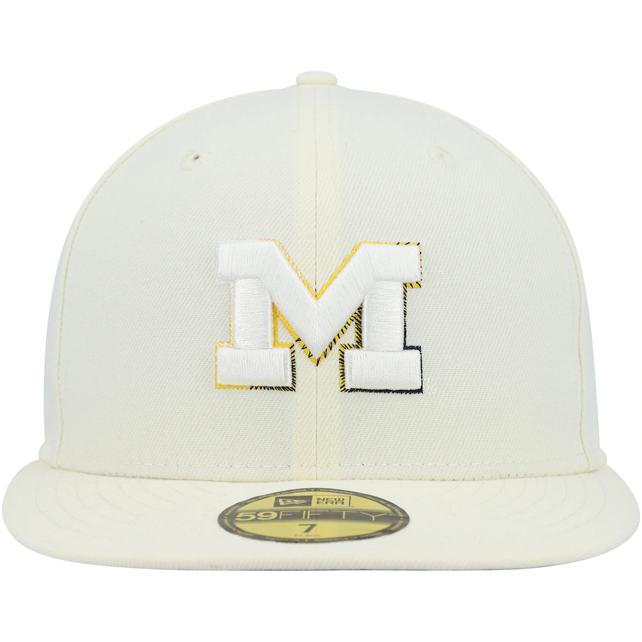 New Era Michigan Wolverines Cream Chrome Color Dim 2022 59FIFTY Fitted