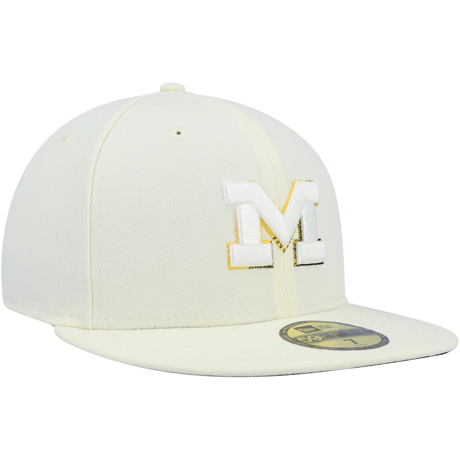 New Era Michigan Wolverines Cream Chrome Color Dim 2022 59FIFTY Fitted Hat