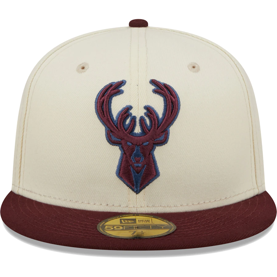 New Era Milwaukee Bucks Cream/Maroon Color Pop 59FIFTY Fitted Hat