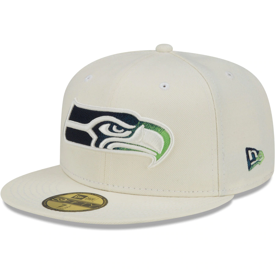 New Era Seattle Seahawks Cream Chrome Color Dim 59FIFTY Fitted Hat
