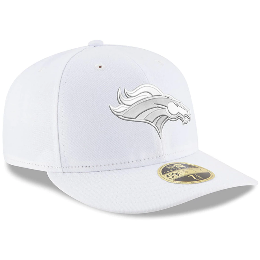 New Era Denver Broncos Primary Logo White on White Low Profile 59FIFTY Fitted Hat