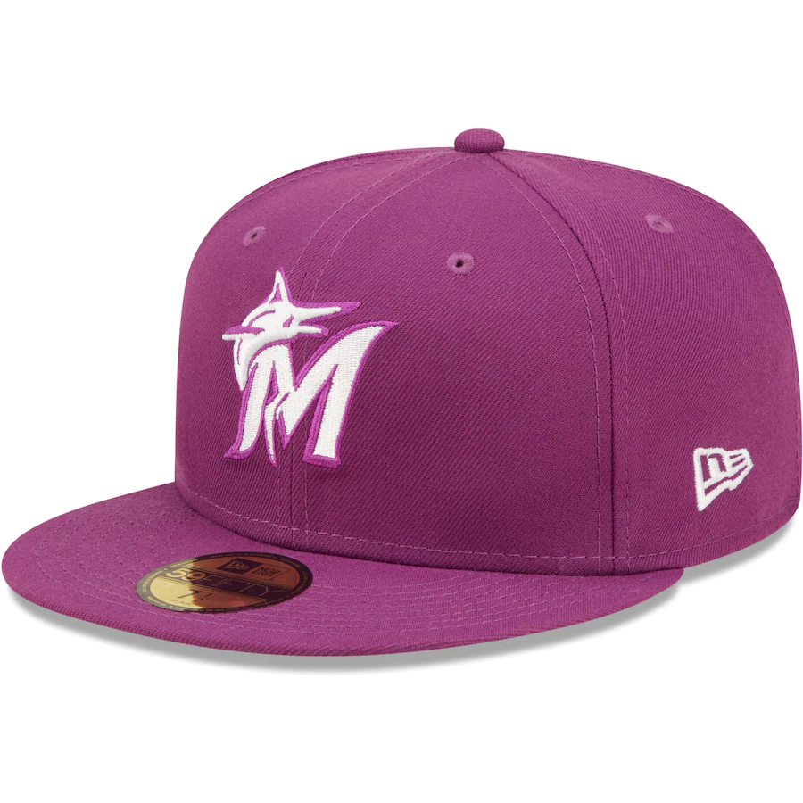 New Era Miami Marlins Grape Logo 59FIFTY Fitted Hat