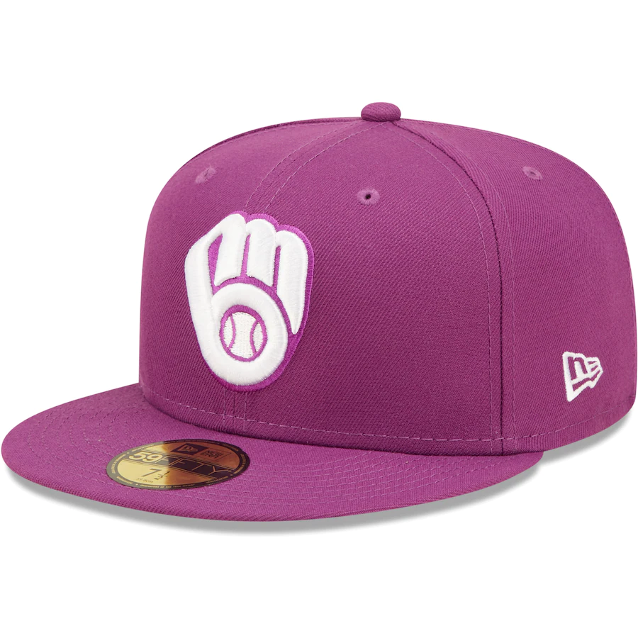 New Era Milwaukee Brewers Grape Logo 59FIFTY Fitted Hat