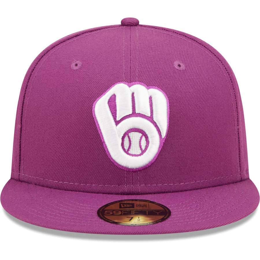 New Era Milwaukee Brewers Grape Logo 59FIFTY Fitted Hat