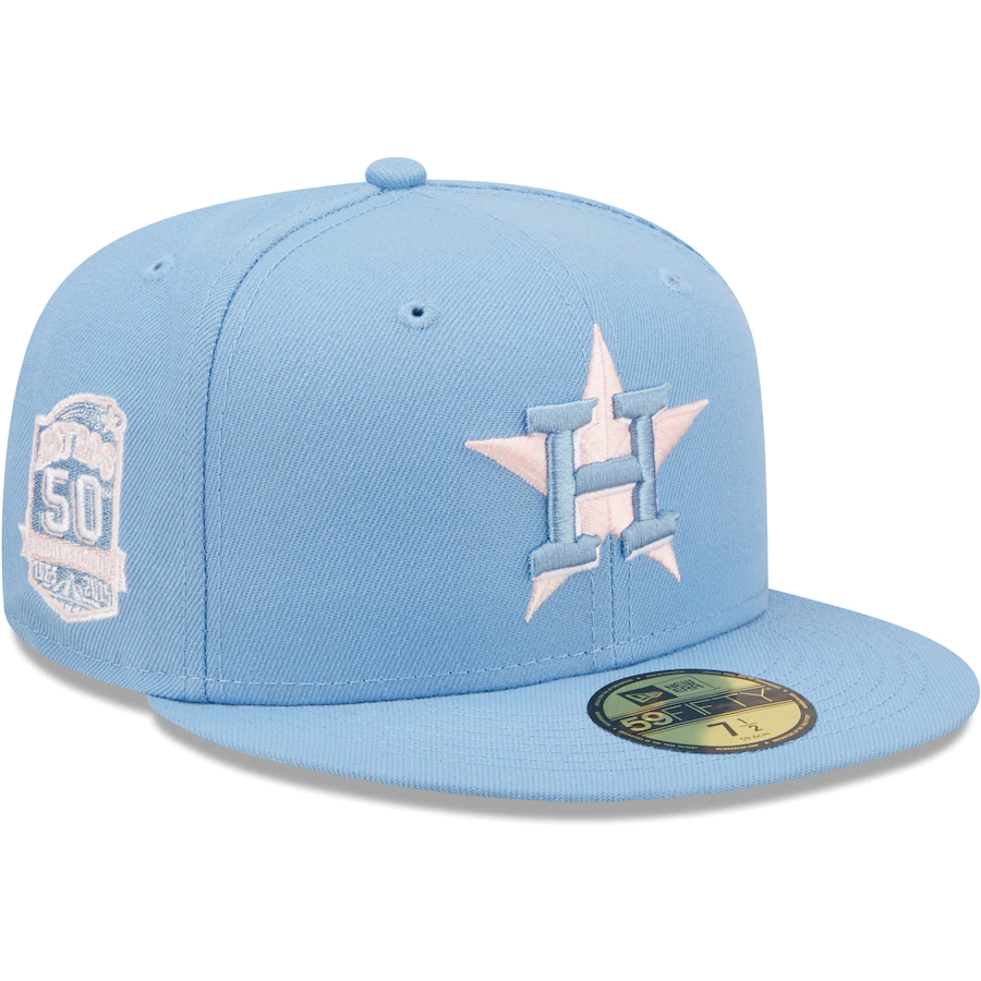 New Era Houston Astros Blue Nitro Collection 2017 World Series Capsule Hats  Exclusive 59Fifty Fitted Hat Blue/Peach Men's - GB