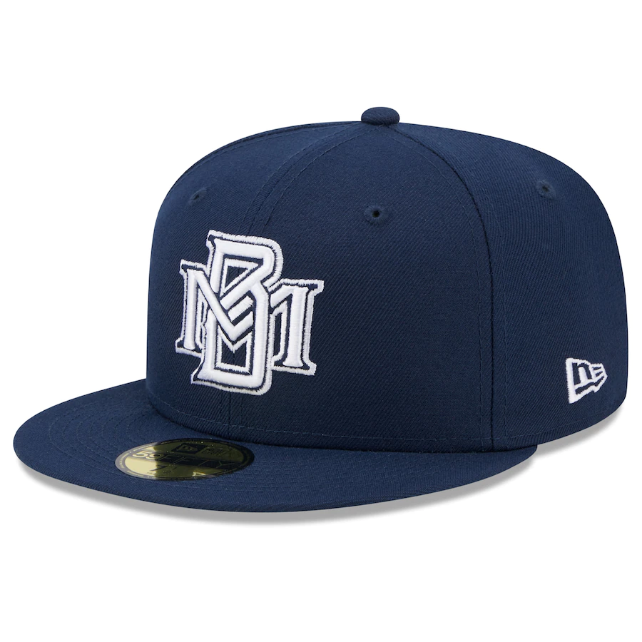 New Era Milwaukee Brewers Navy Oceanside Green Undervisor 59FIFTY Fitted Hat