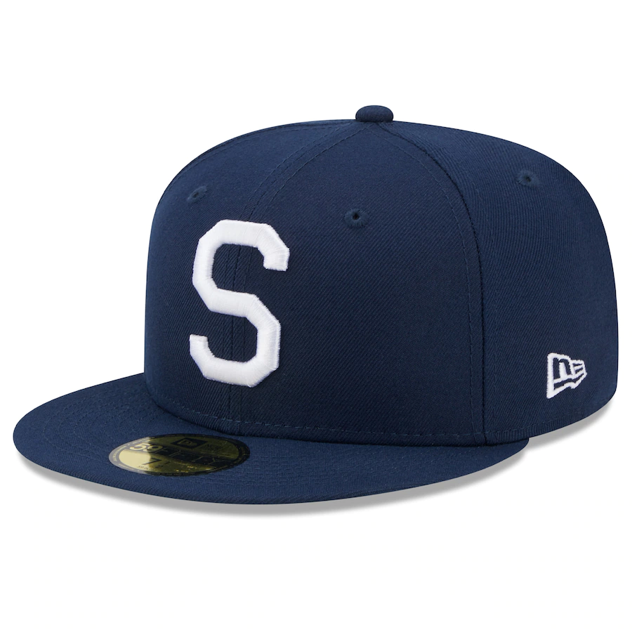 New Era Seattle Pilots Navy Oceanside Green Undervisor 59FIFTY Fitted Hat