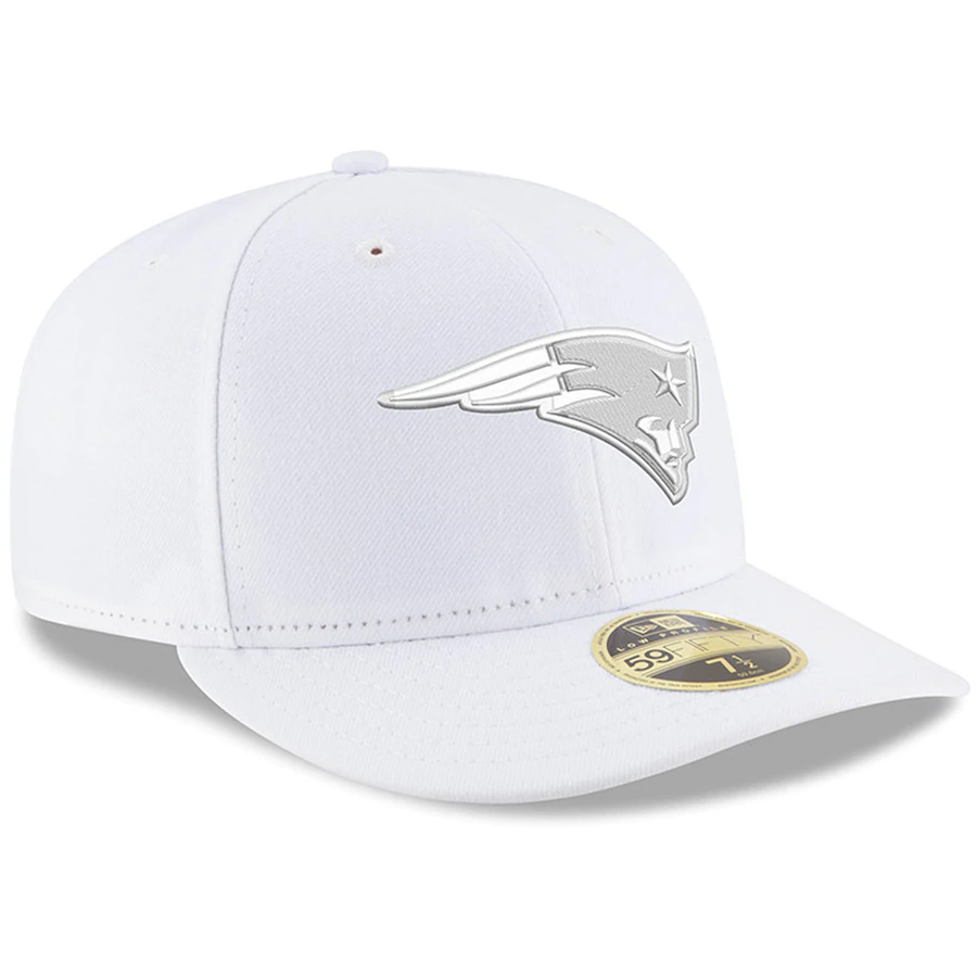 New Era New England Patriots Primary Logo White on White Low Profile 59FIFTY Fitted Hat